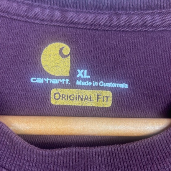 Carhartt Mens XL Original Fit Tee T-Shirt Crewneck Burgundy Heavyweight Workwear - Picture 4 of 9